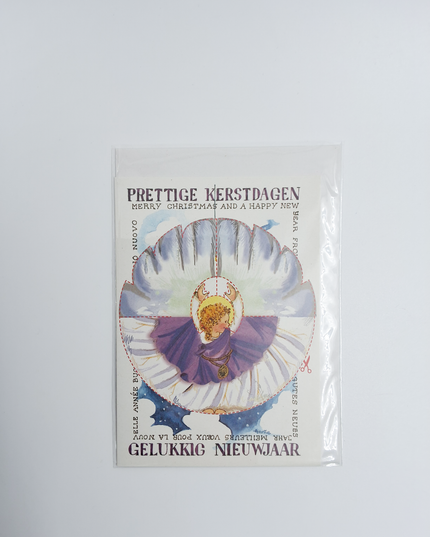 Greeting card clip card angel purple "Merry Christmas"