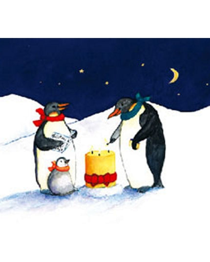 Penguin candle greeting card