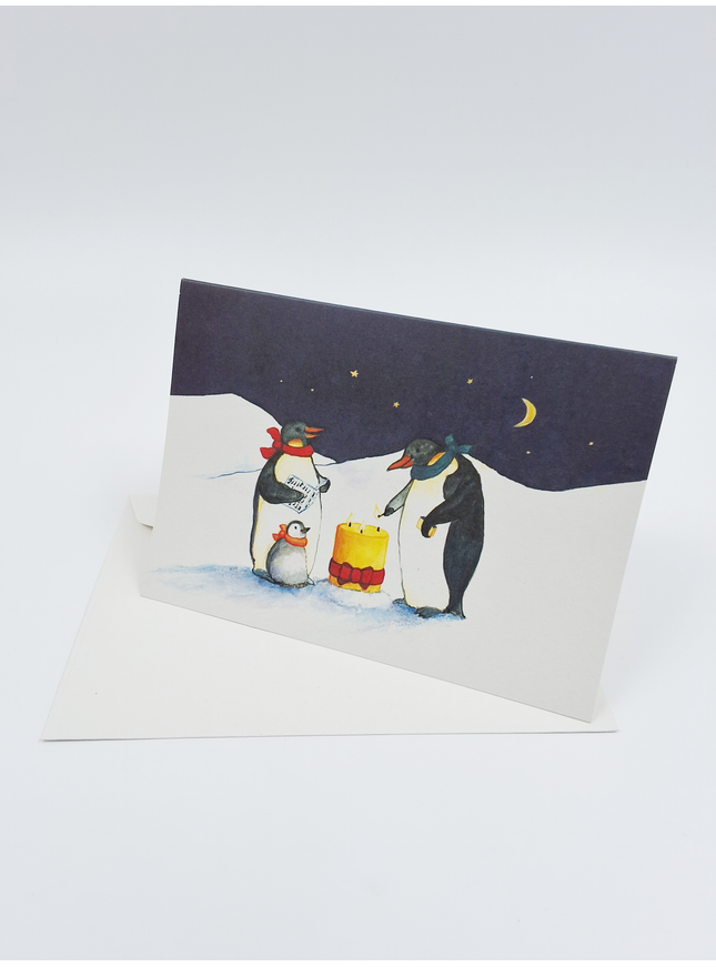 carte de vœux bougie pingouin