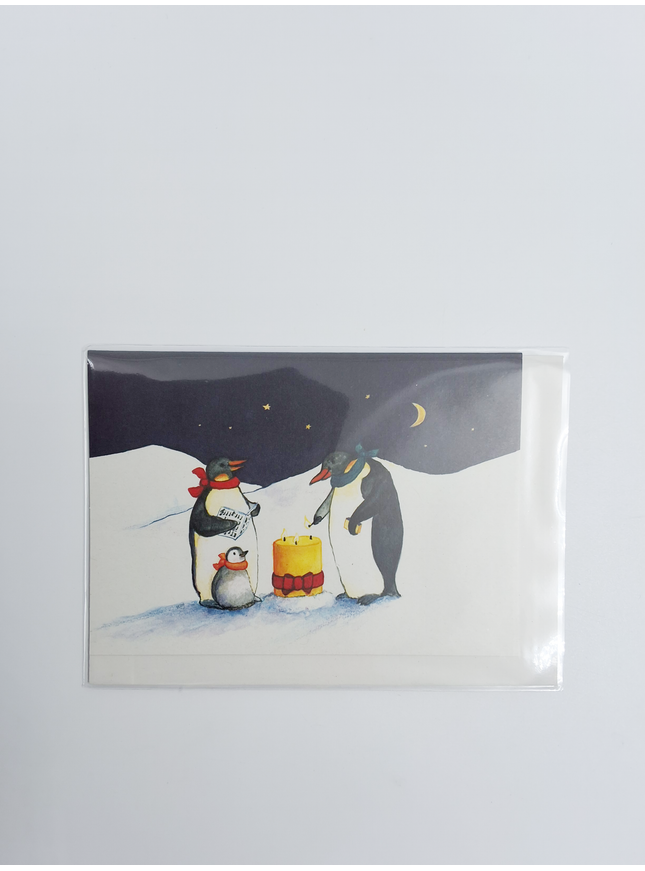 carte de vœux bougie pingouin