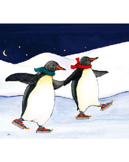 greeting card penguins skating