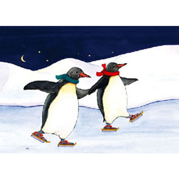 wenskaart pinguïns schaatsen(F11992)