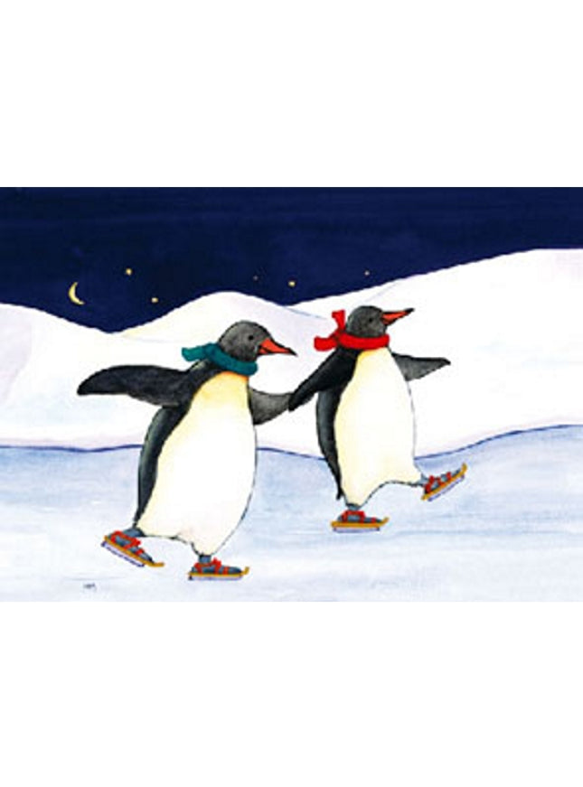 carte de vœux pingouins patineurs
