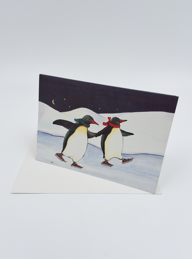 wenskaart pinguïns schaatsen(F11992)