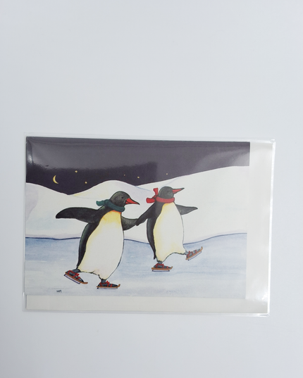 greeting card penguins skating
