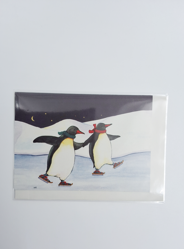 wenskaart pinguïns schaatsen(F11992)