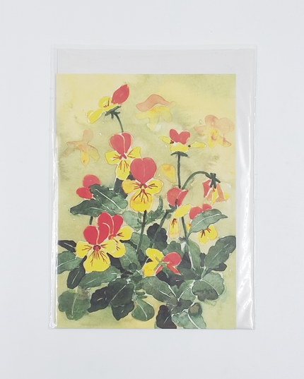 Greeting card yellow violas (F12110)