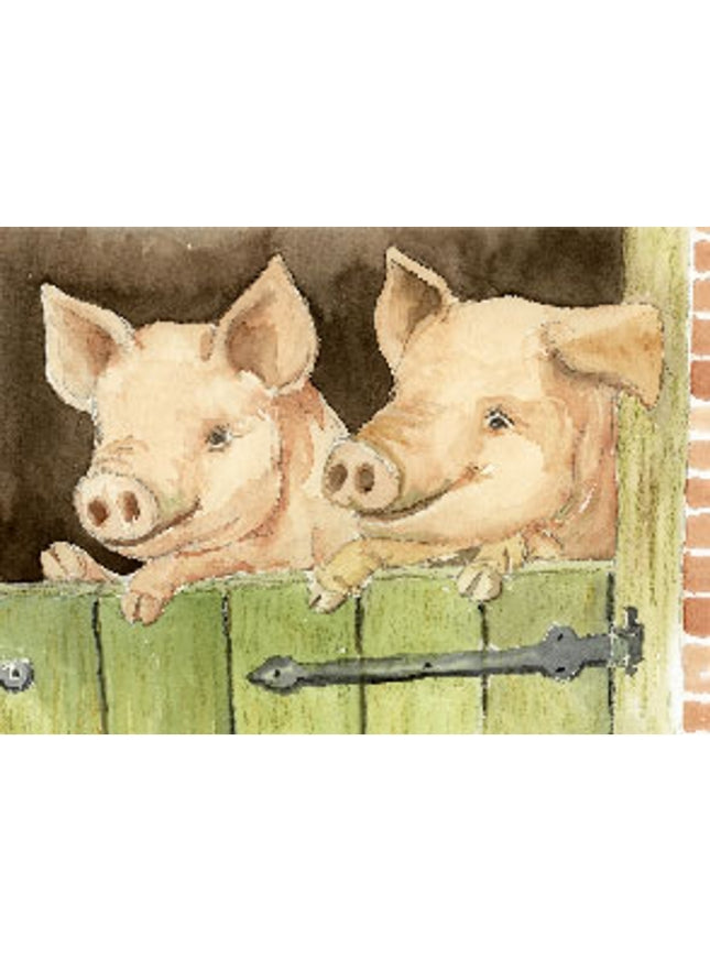 Wenskaart varkens deur (F12138)