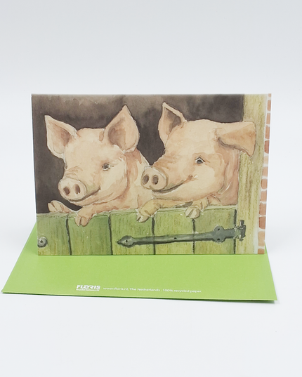 Wenskaart varkens deur (F12138)