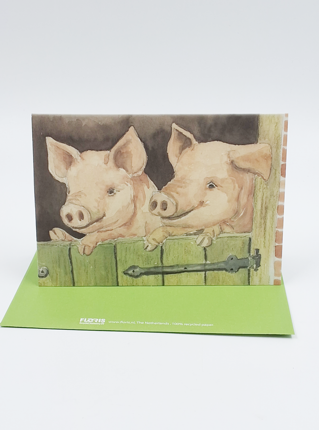 Wenskaart varkens deur (F12138)