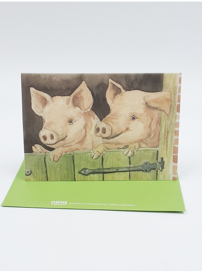 Wenskaart varkens deur (F12138)
