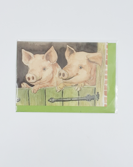 Wenskaart varkens deur (F12138)