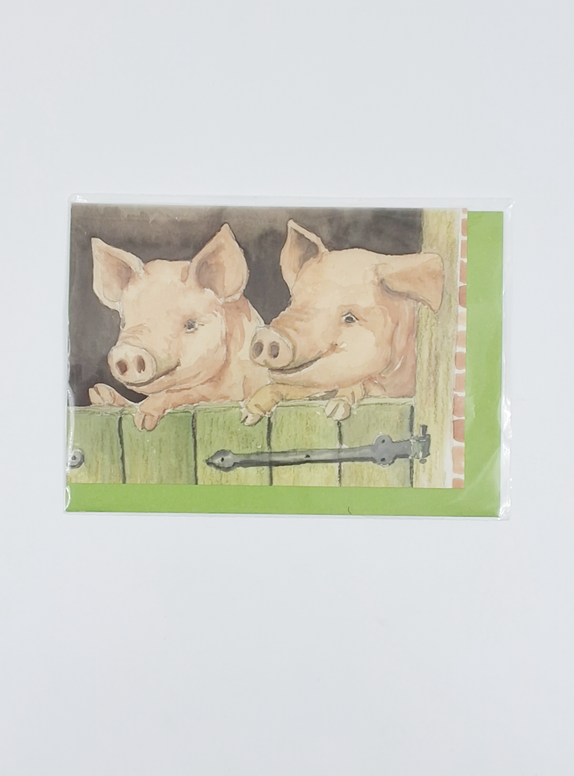 Wenskaart varkens deur (F12138)