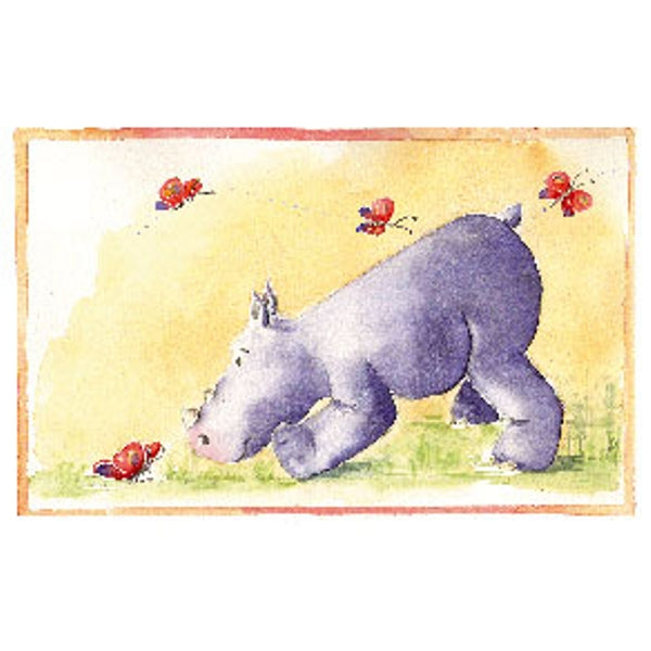 Wenskaart neushoorn vlinders (F12153)