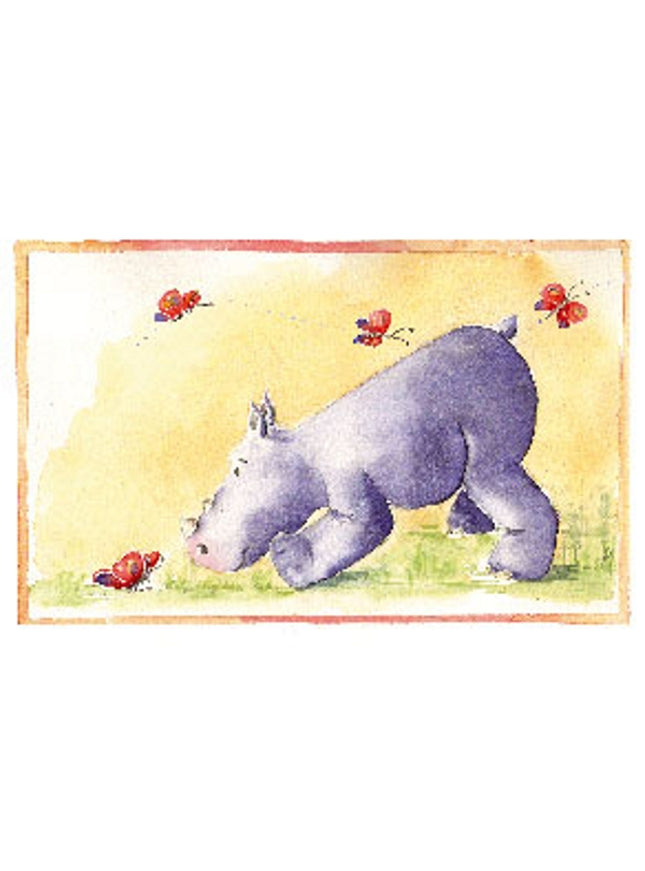 Wenskaart neushoorn vlinders (F12153)