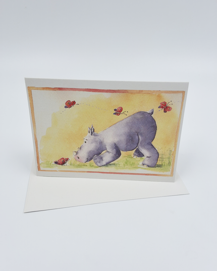 Greeting card rhino butterflies (F12153)