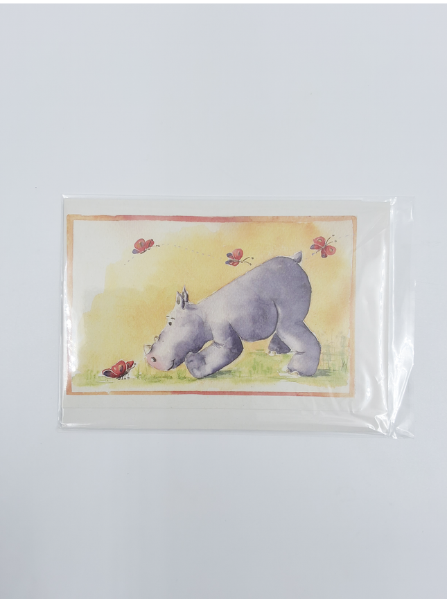 Wenskaart neushoorn vlinders (F12153)