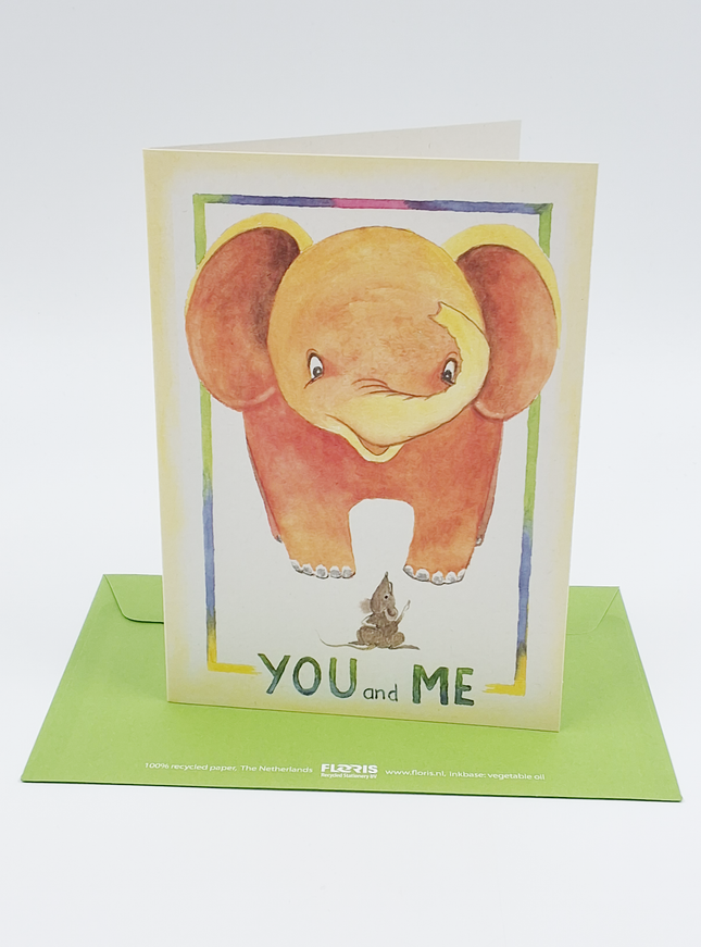 Wenskaart olifant, you and me (F12195)