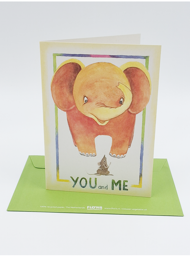 Wenskaart olifant, you and me (F12195)