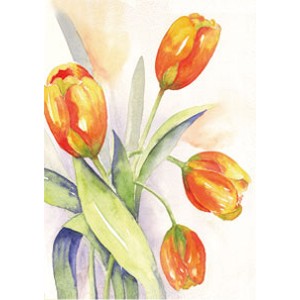 Wenskaart oranje tulpen (F12207)