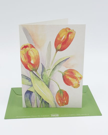 Wenskaart oranje tulpen (F12207)