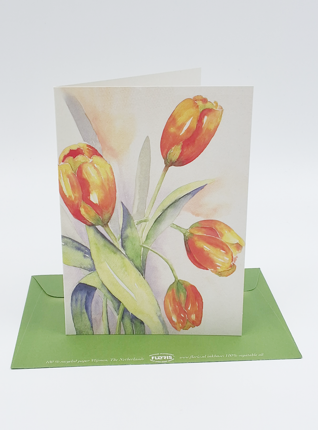 Wenskaart oranje tulpen (F12207)