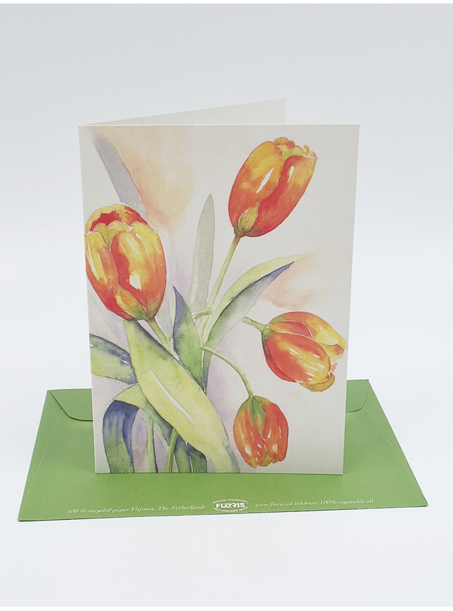 Wenskaart oranje tulpen (F12207)