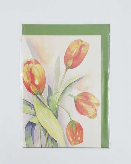 Wenskaart oranje tulpen (F12207)