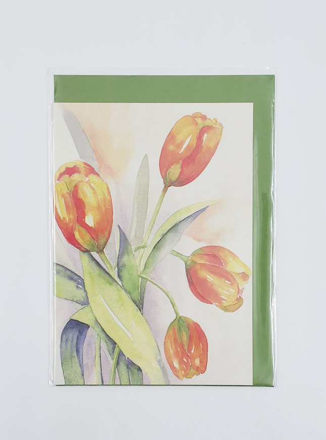 Wenskaart oranje tulpen (F12207)