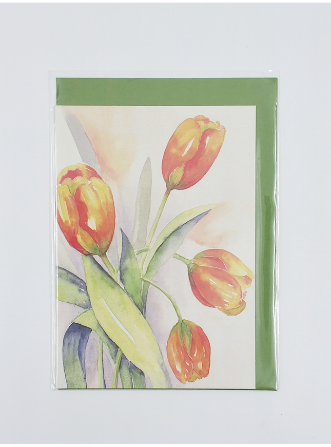 Wenskaart oranje tulpen (F12207)