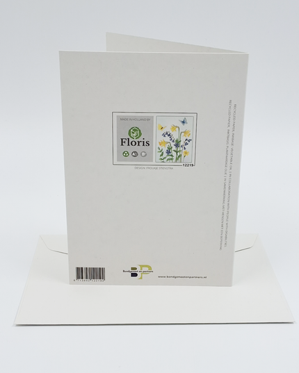 Wenskaart narcissen boshyacinten vlinders (F12219)