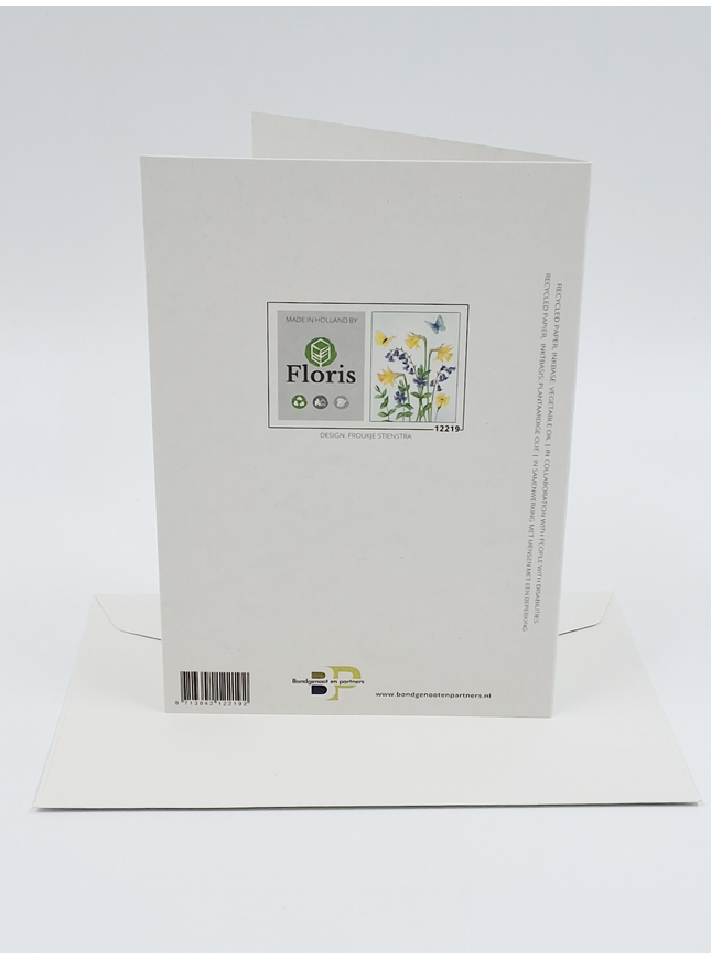Wenskaart narcissen boshyacinten vlinders (F12219)