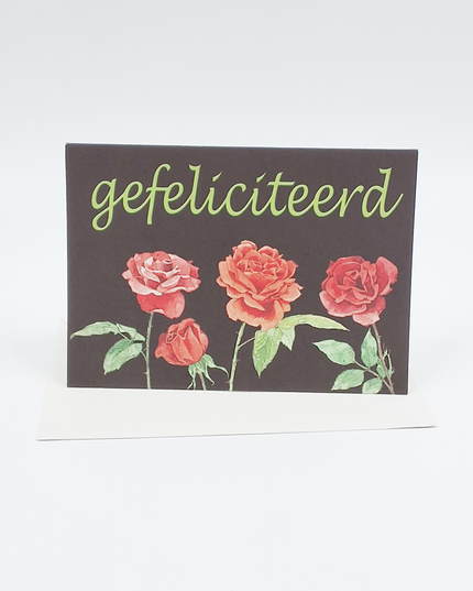Greeting card 4 roses, congratulations (F12332)