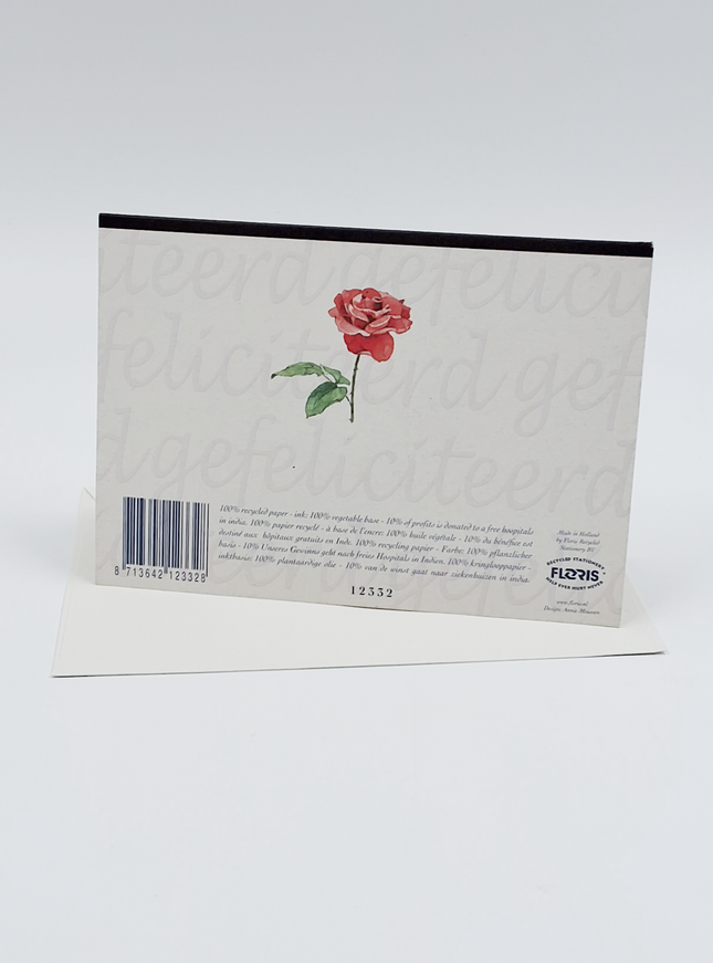 Wenskaart 4 rozen, gefeliciteerd (F12332)