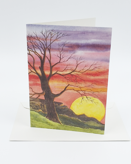 Wenskaart boom zonsondergang condoleance (F12337)