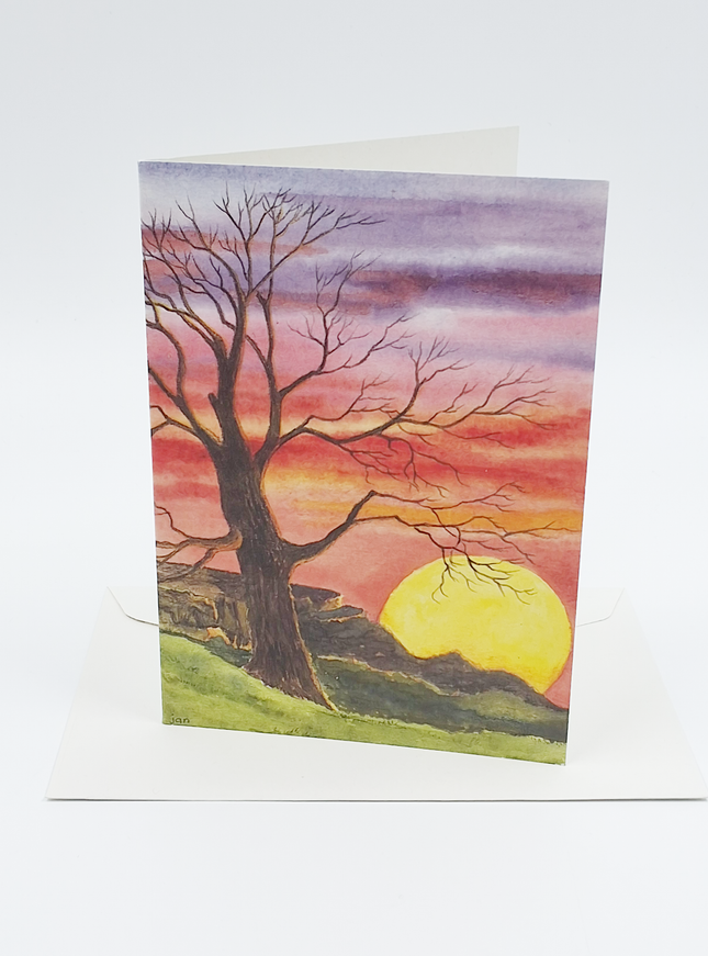 Wenskaart boom zonsondergang condoleance (F12337)
