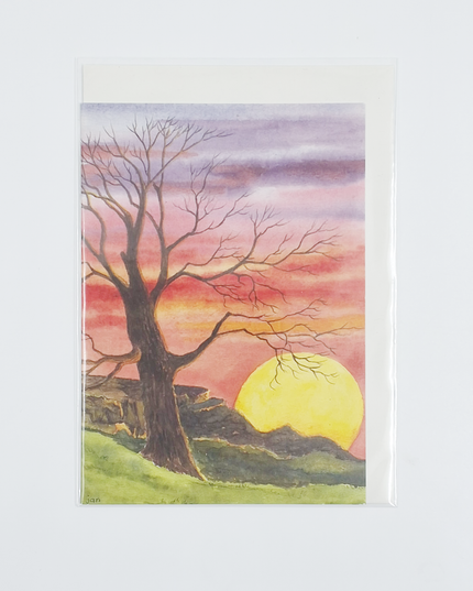 Wenskaart boom zonsondergang condoleance (F12337)