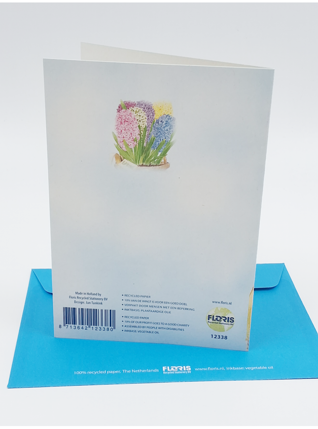 Carte de vœux jacinthes dans un panier