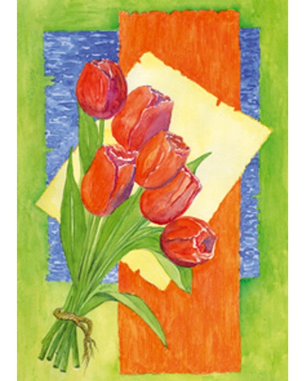Wenskaart bos rode tulpen (F12340)