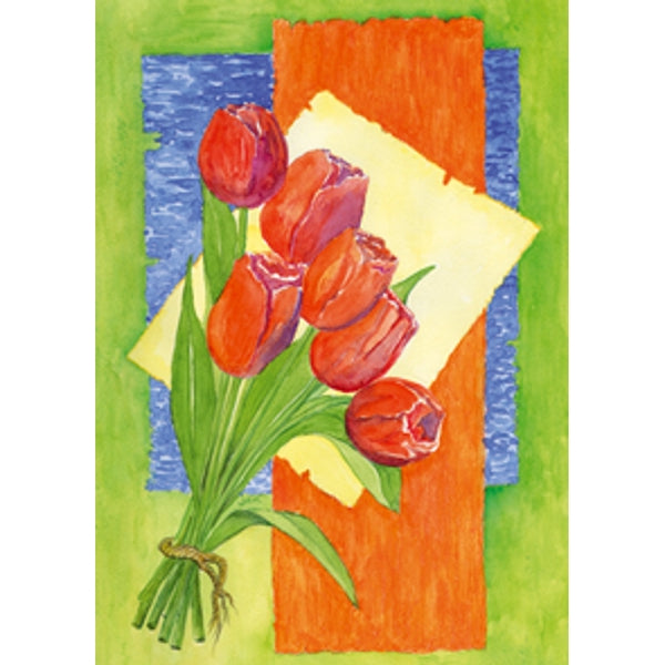 Wenskaart bos rode tulpen (F12340)