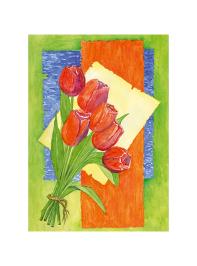 Wenskaart bos rode tulpen (F12340)