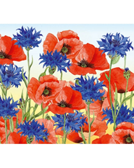 Wenskaart korenbloem klaprozen (F12353)