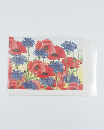Wenskaart korenbloem klaprozen (F12353)