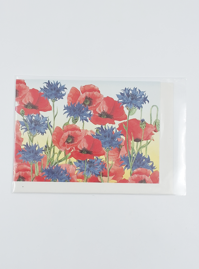 Wenskaart korenbloem klaprozen (F12353)