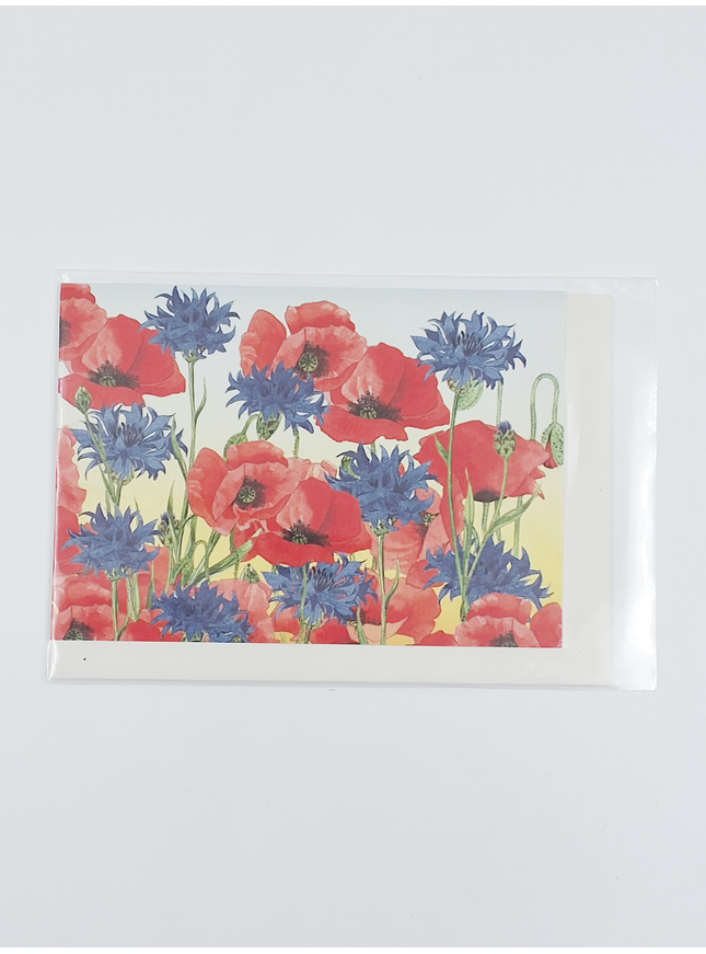 Wenskaart korenbloem klaprozen (F12353)