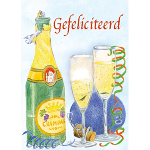 Wenskaart champagne, gefeliciteerd (F12363)