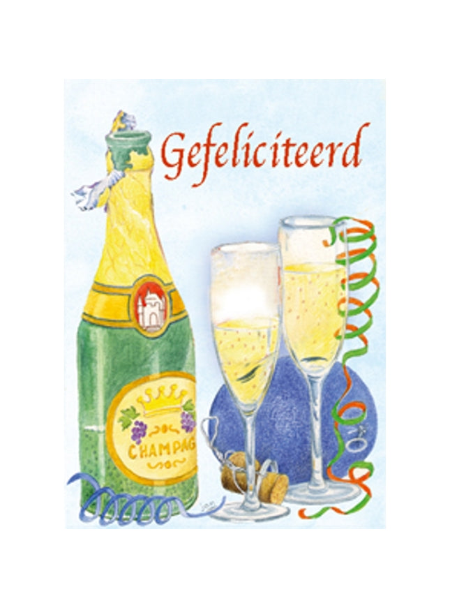 Wenskaart champagne, gefeliciteerd (F12363)