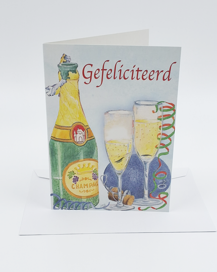 Greeting card champagne, congratulations (F12363)