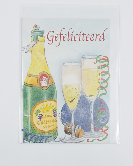 Greeting card champagne, congratulations (F12363)