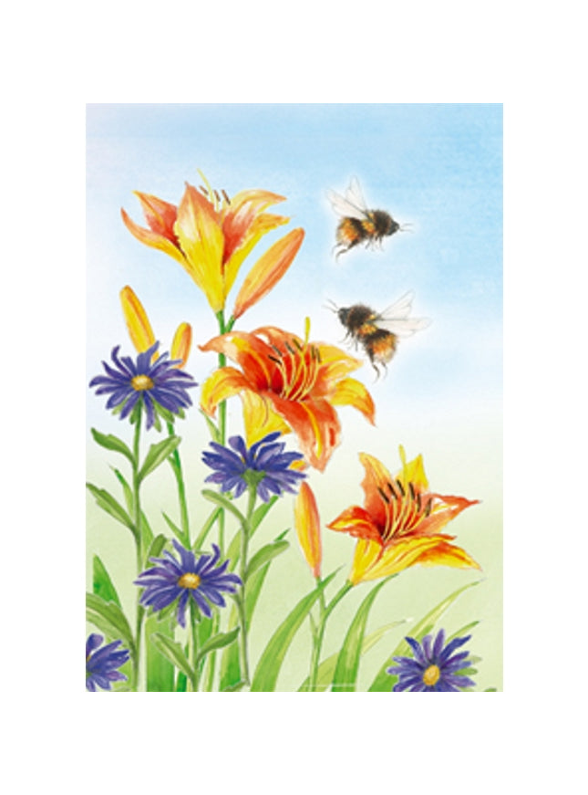 Greeting card lilies bees (F12372)